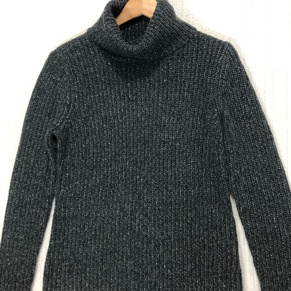 Lauren Ralph Lauren Gray Metallic Knit Turtleneck Sweater Women's Large